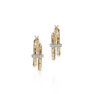 14K Gold Diamond Spear Small Hoop Earrings