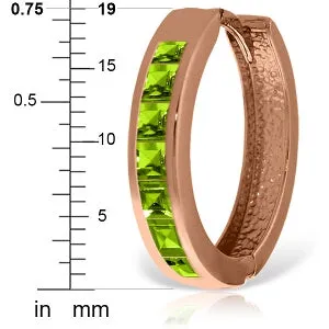 14K Solid Rose Gold Hoop Huggie Earrings w/ Peridots