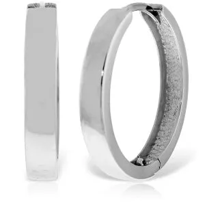 14K Solid White Gold 23.50 mm Diameter Hoop Huggie Earrings