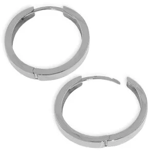14K Solid White Gold 23.50 mm Diameter Hoop Huggie Earrings
