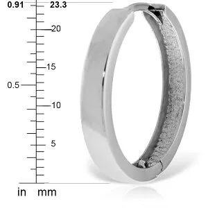 14K Solid White Gold 23.50 mm Diameter Hoop Huggie Earrings