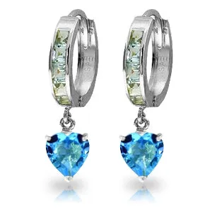 4.1 Carat 14K Solid White Gold Not Distressed Damsel Blue Topaz Earrings