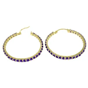 6 Carat 14K Solid Yellow Gold Alana Amethyst Hoop Earrings
