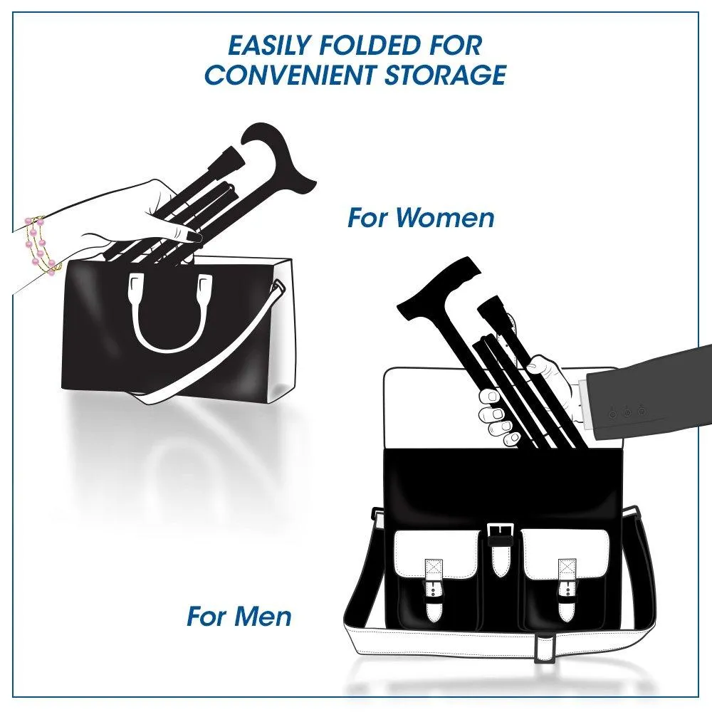 Black Adjustable Derby Folding Cane