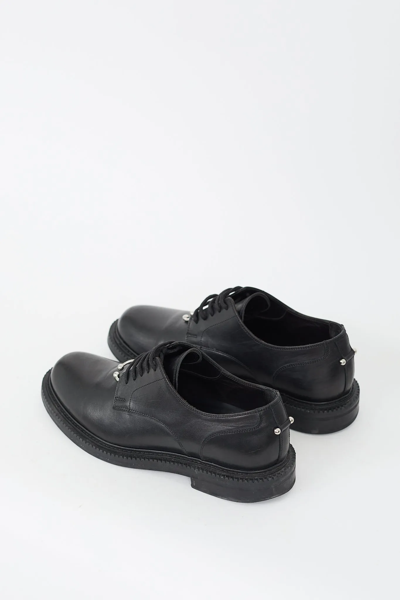 Black Leather Pierced Punk Derby
