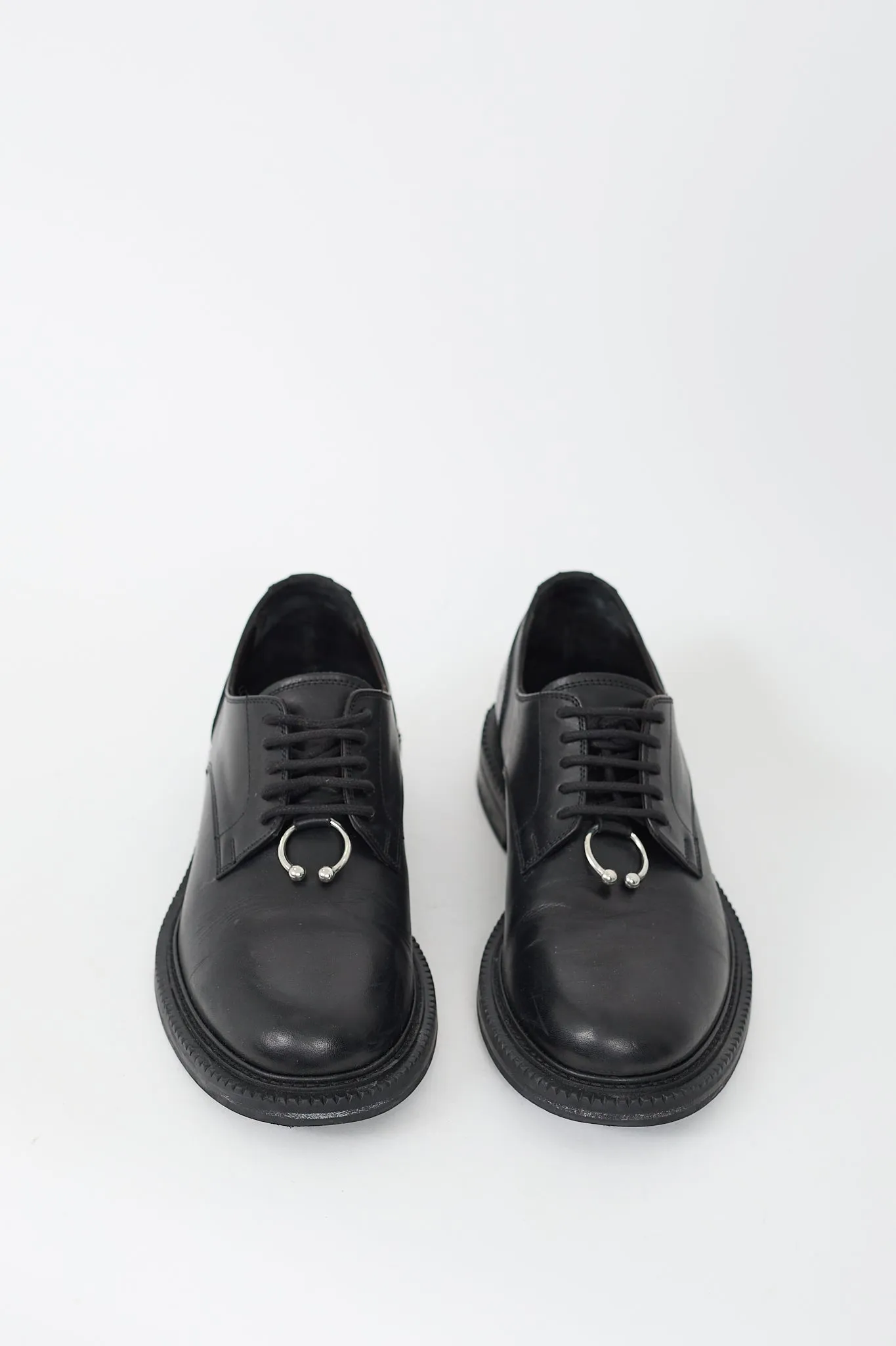 Black Leather Pierced Punk Derby