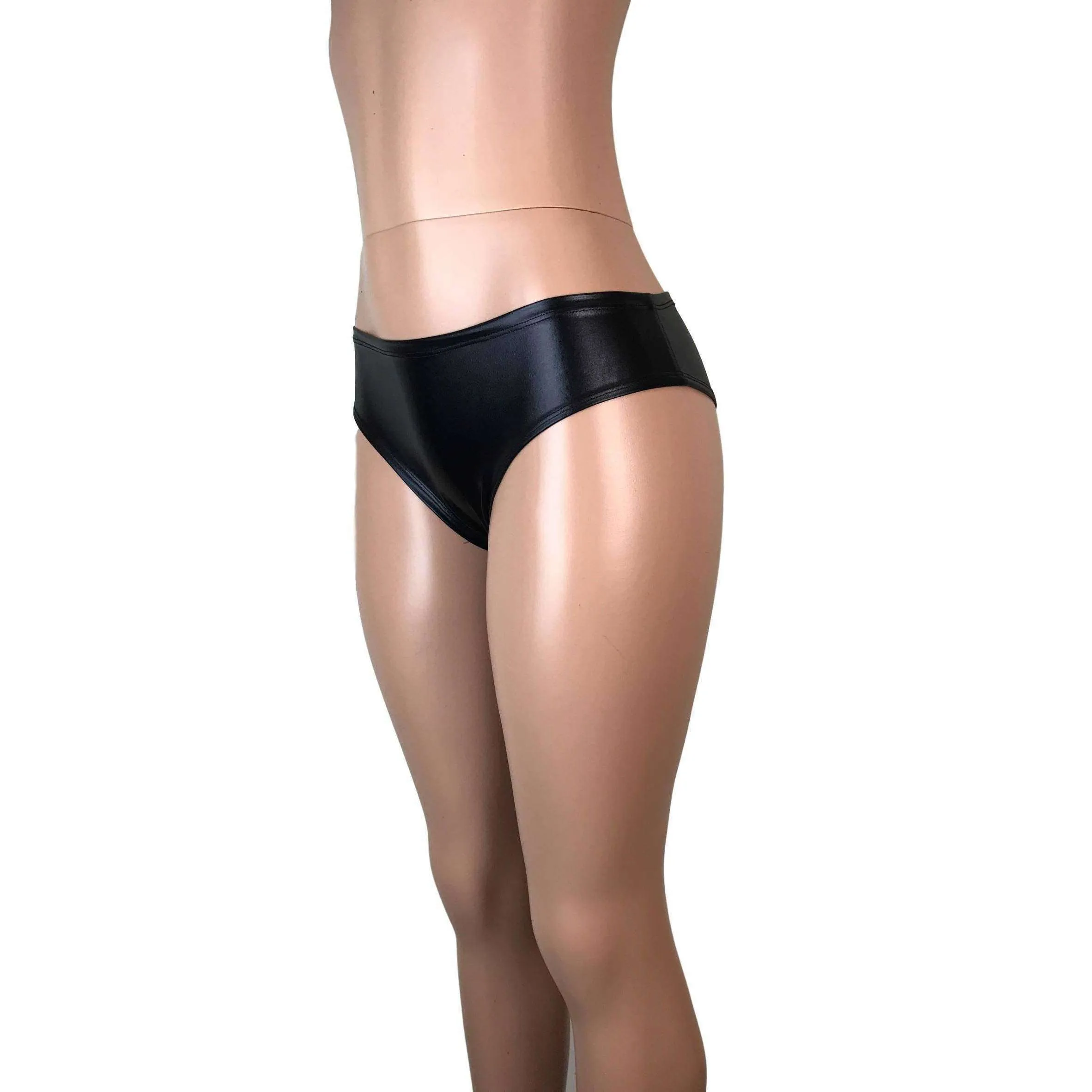 Black Metallic "Wet Look" Cheeky
