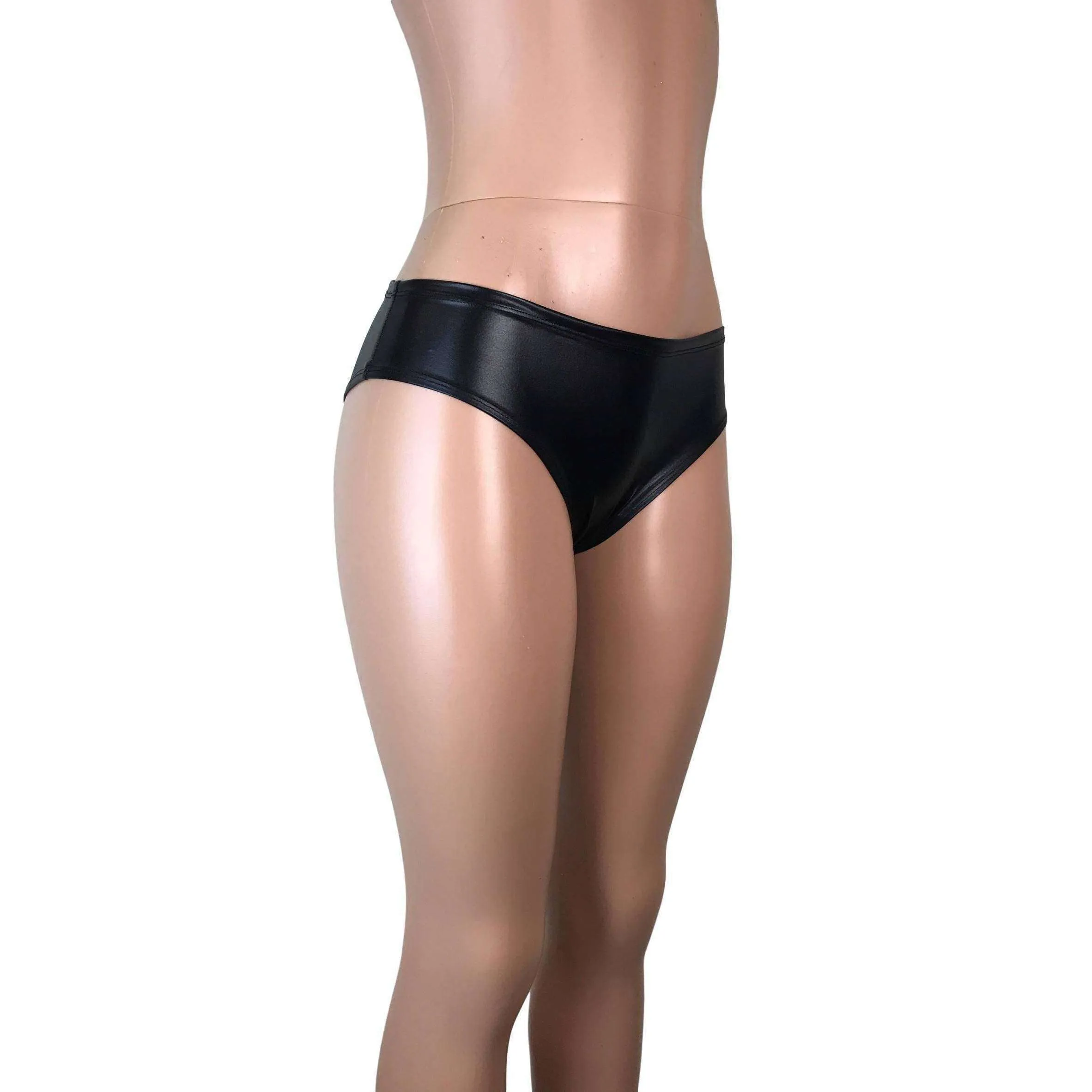 Black Metallic "Wet Look" Cheeky