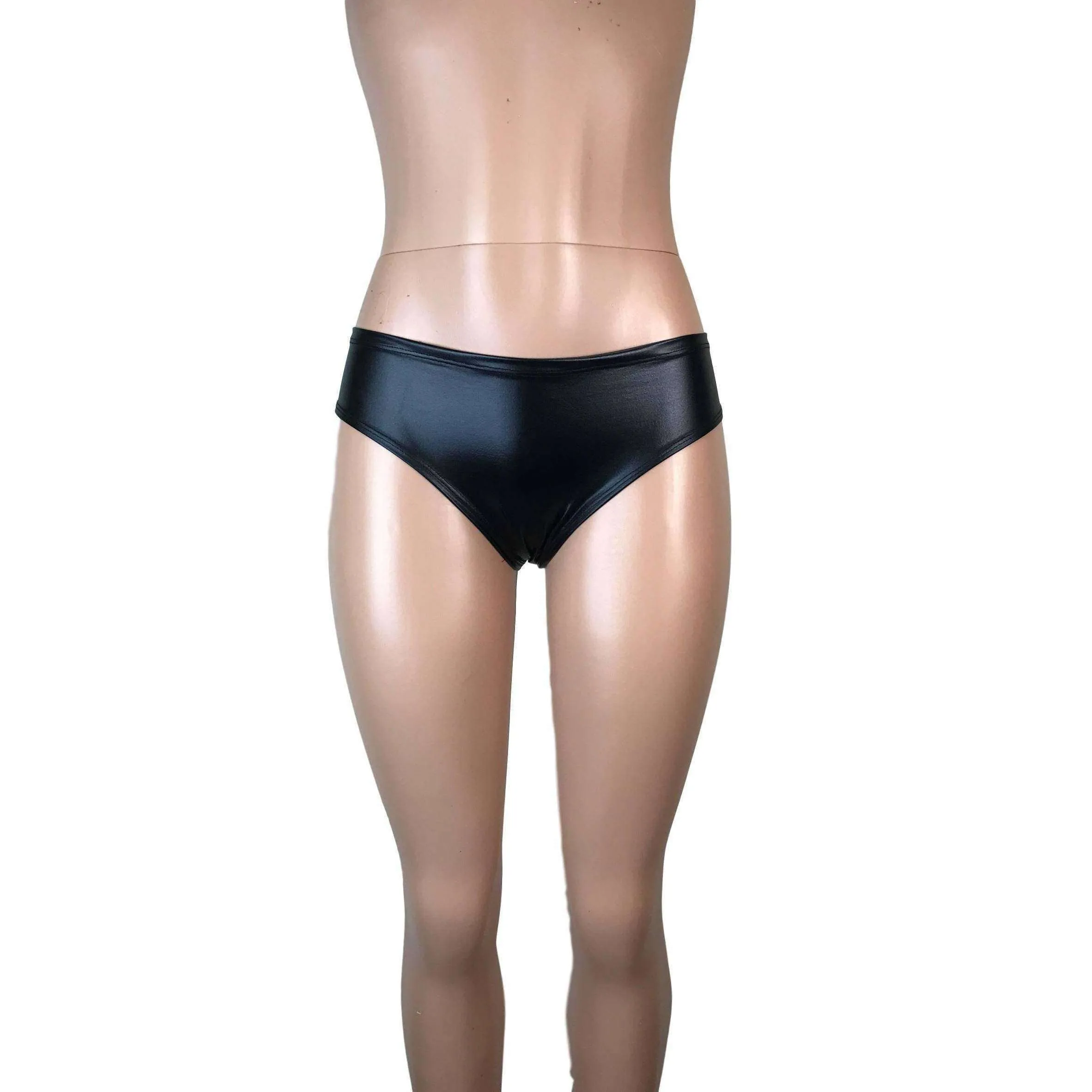 Black Metallic "Wet Look" Cheeky