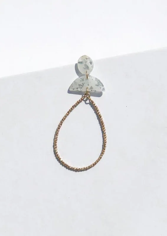 Camden Acrylic Beaded Teardrop Earrings - Silver