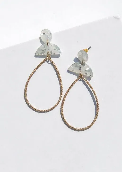 Camden Acrylic Beaded Teardrop Earrings - Silver