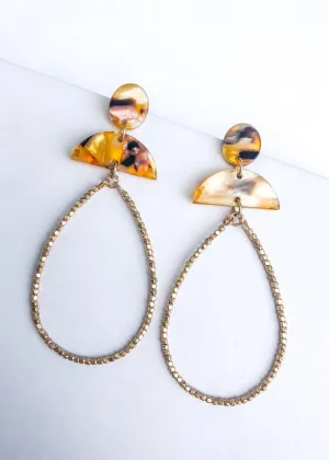 Camden Acrylic Beaded Teardrop Earrings - Tortoise
