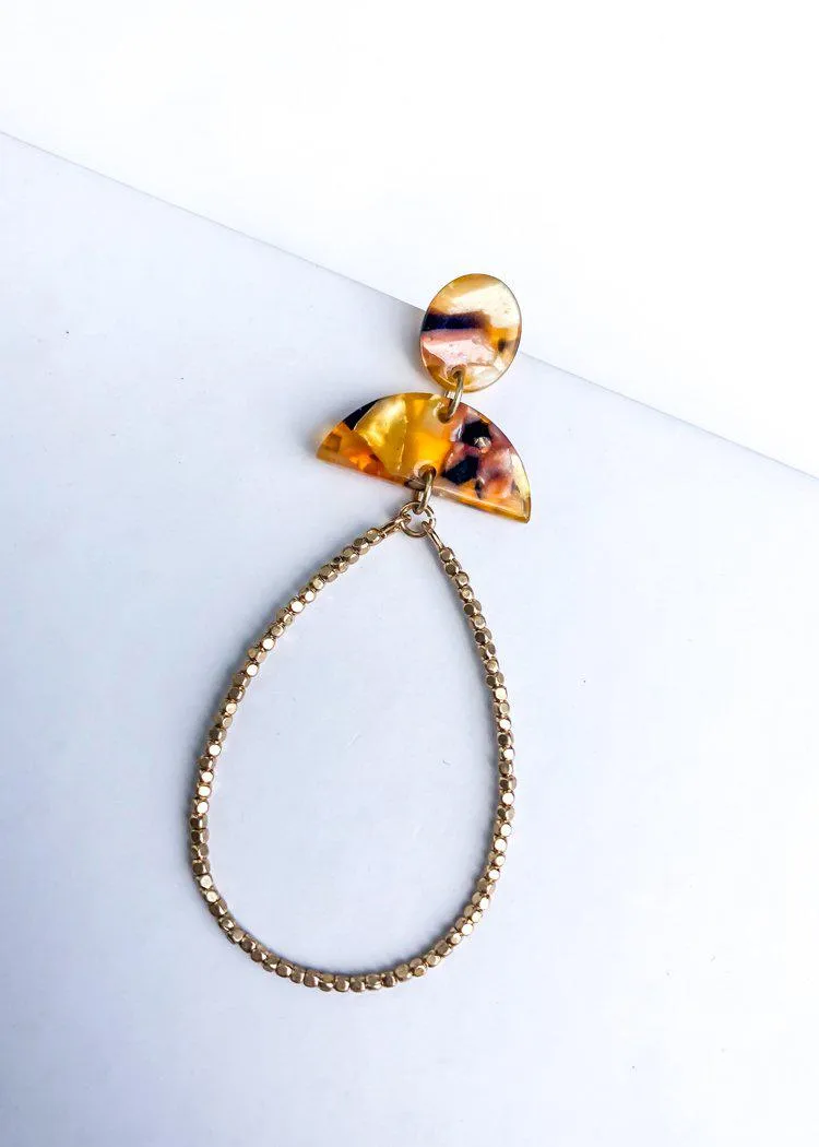 Camden Acrylic Beaded Teardrop Earrings - Tortoise