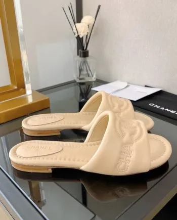 CHL Women's Mules With Embossed Chanl Logo Beige For Women