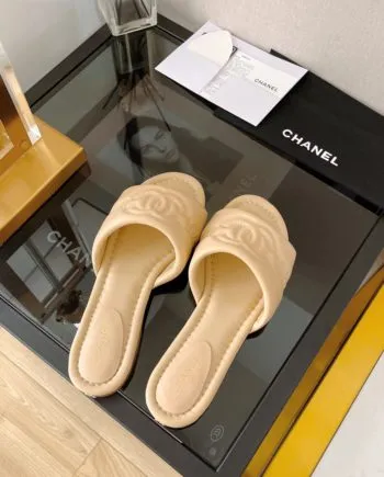 CHL Women's Mules With Embossed Chanl Logo Beige For Women