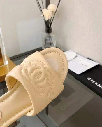 CHL Women's Mules With Embossed Chanl Logo Beige For Women
