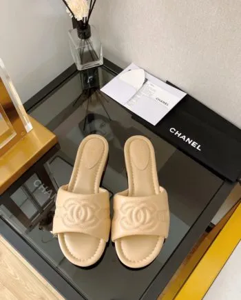 CHL Women's Mules With Embossed Chanl Logo Beige For Women