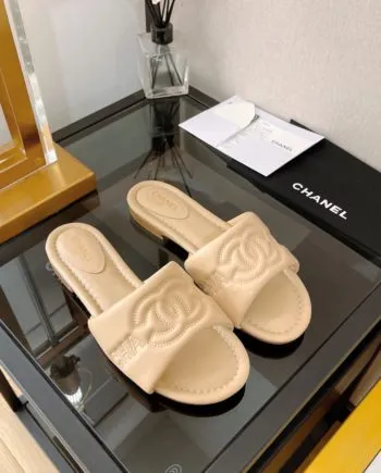 CHL Women's Mules With Embossed Chanl Logo Beige For Women