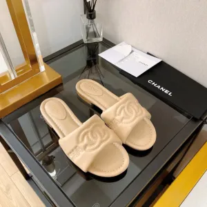 CHL Women's Mules With Embossed Chanl Logo Beige For Women