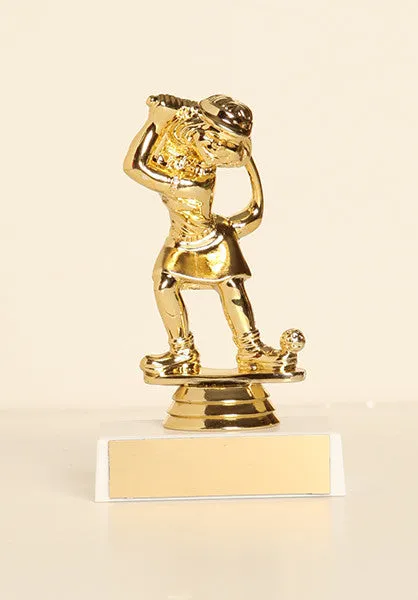 Comic Female Golfer Figure on Base 6" Trophy
