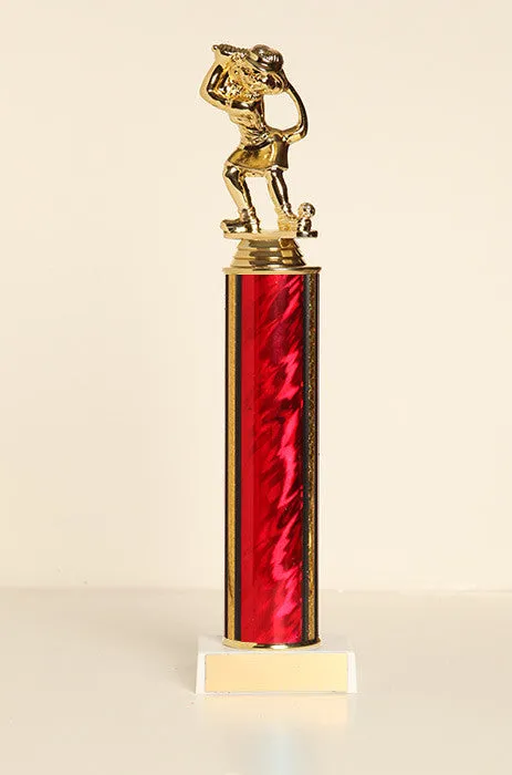 Comic Female Golfer Tube Trophy
