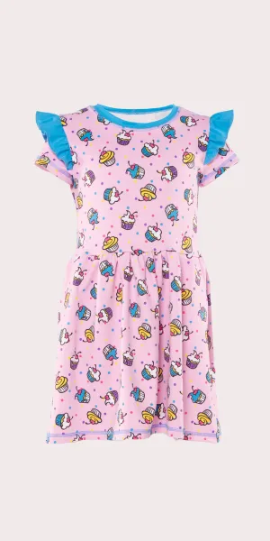 Cupcake Delight - Kids Ruffle Short Sleeve Dress