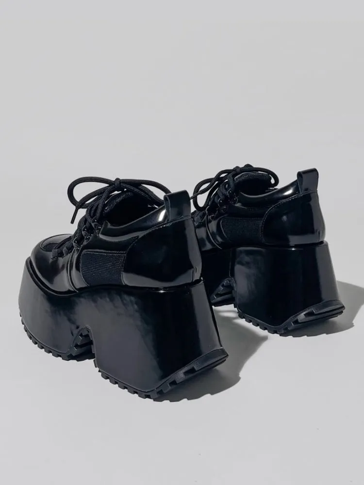 Derby Square Toe Lace Up Platform Shoes【s0000005195】