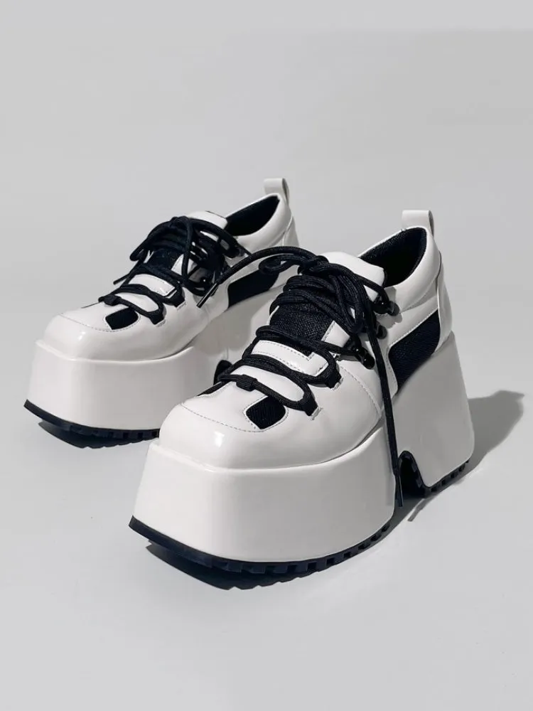 Derby Square Toe Lace Up Platform Shoes【s0000005195】