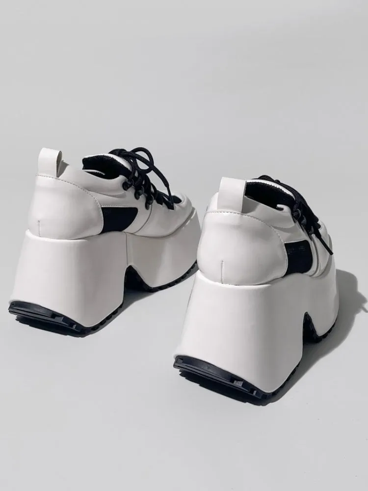 Derby Square Toe Lace Up Platform Shoes【s0000005195】