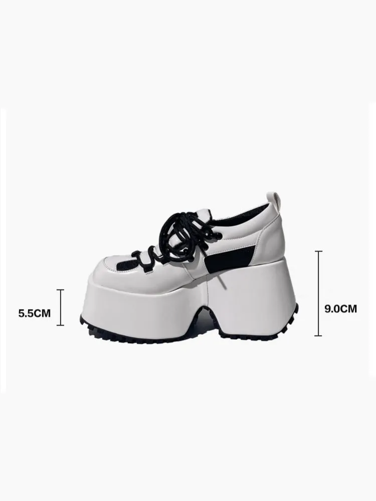 Derby Square Toe Lace Up Platform Shoes【s0000005195】