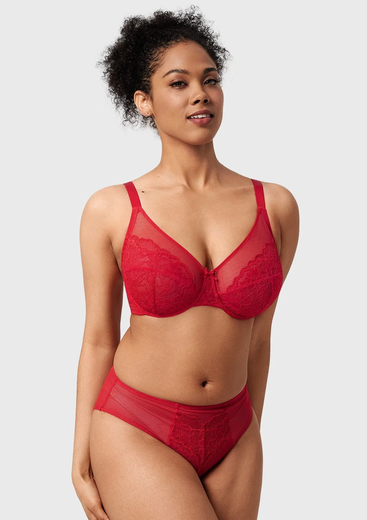 Enchante Cocoa Brown Lace Unlined Full Coverage Underwire Bra