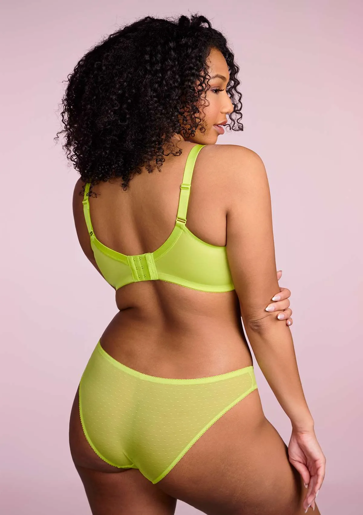 Enchante Unlined Lime Green Lace Underwire Bra Set