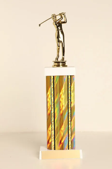 Female Golf Square Column Trophy