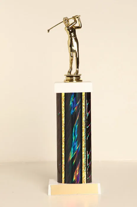 Female Golf Square Column Trophy
