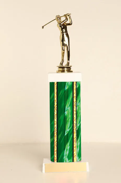 Female Golf Square Column Trophy
