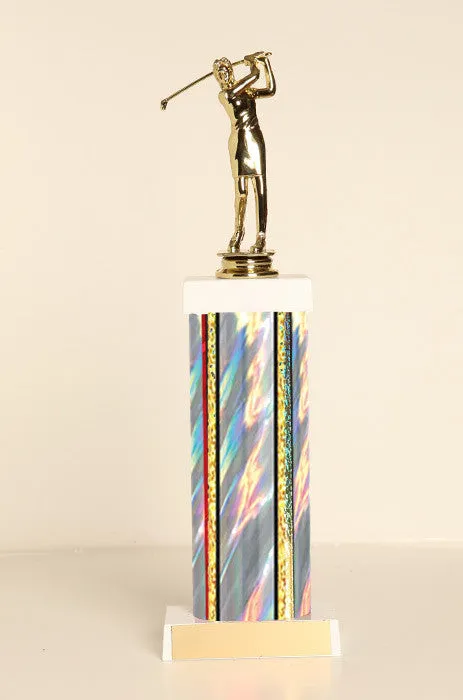 Female Golf Square Column Trophy