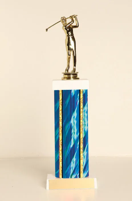 Female Golf Square Column Trophy