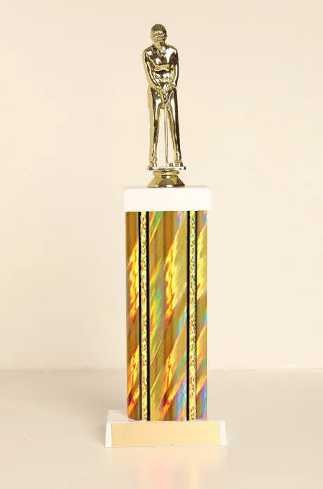 Female Putter Golf Square Column Trophy