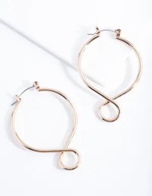 Gold Abnormal Figure 8 Hoop Earrings