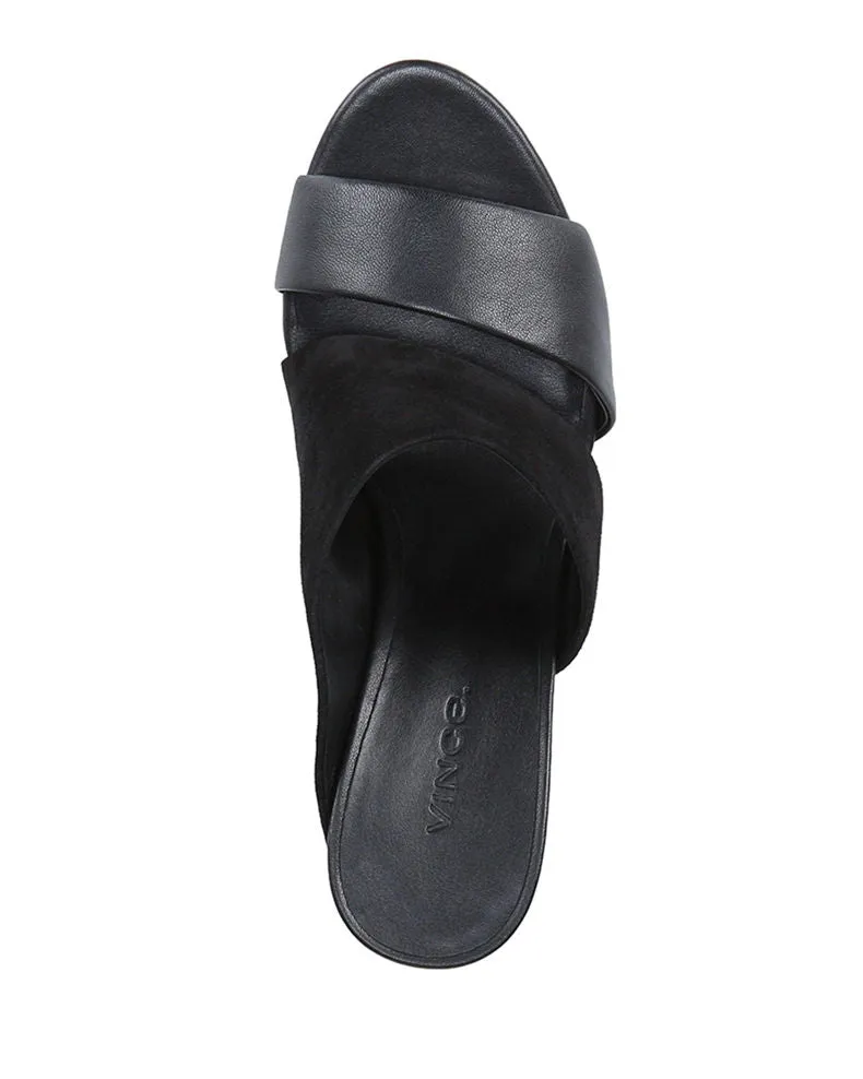 Hiro Suede/Leather Mule - Black