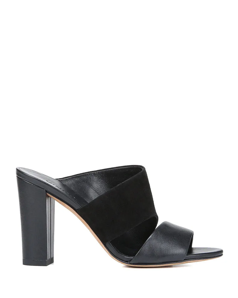 Hiro Suede/Leather Mule - Black