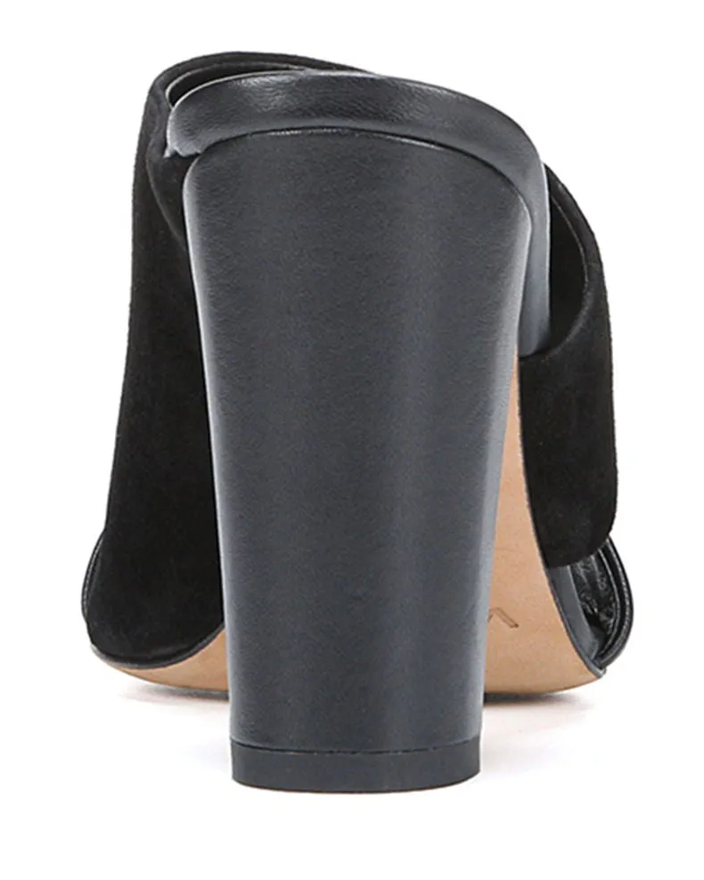 Hiro Suede/Leather Mule - Black