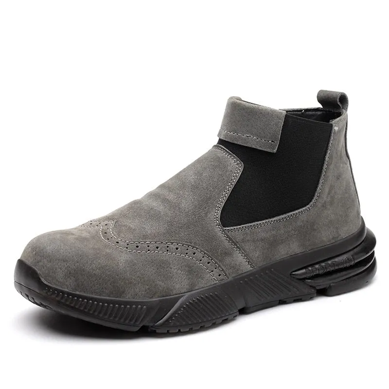 Hnzxzm Leather Work & Safety Boots Men Chelsea Boots Indestructible Male Work Shoes Men Winter Boots Safety Shoes Men Steel Toe Shoes