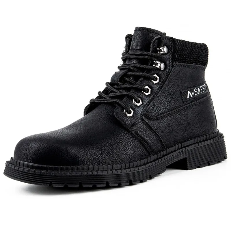 Hnzxzm Leather Work & Safety Boots Men Chelsea Boots Indestructible Male Work Shoes Men Winter Boots Safety Shoes Men Steel Toe Shoes
