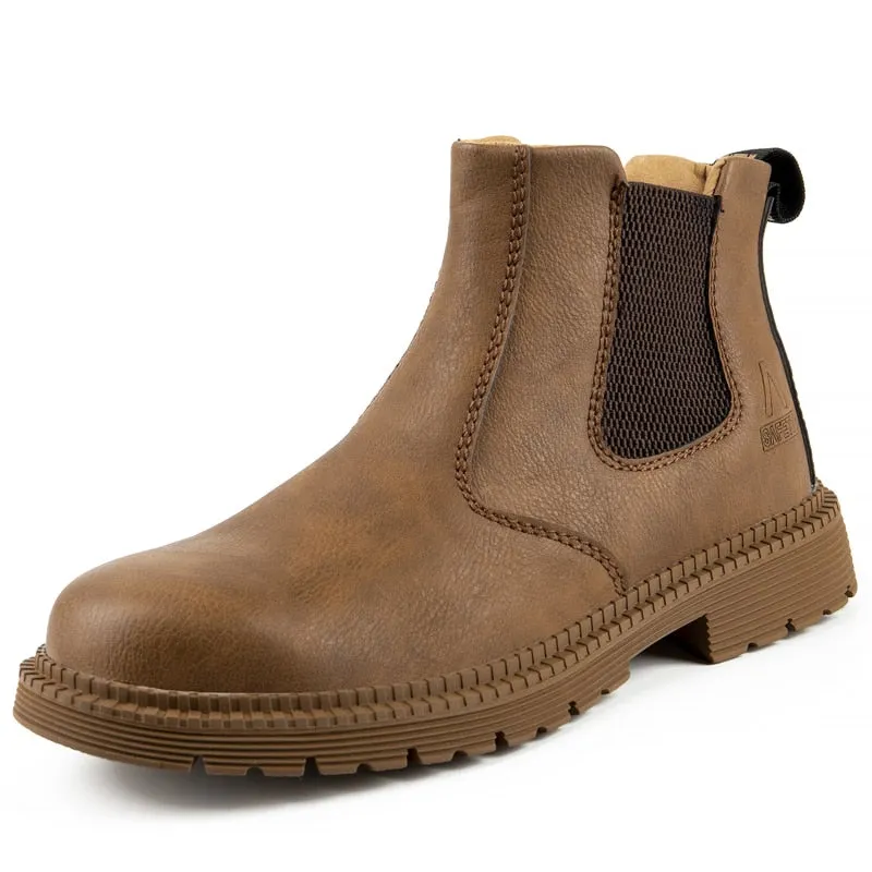 Hnzxzm Leather Work & Safety Boots Men Chelsea Boots Indestructible Male Work Shoes Men Winter Boots Safety Shoes Men Steel Toe Shoes