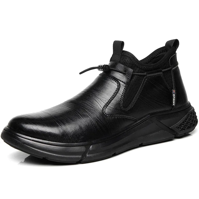 Hnzxzm Leather Work & Safety Boots Men Chelsea Boots Indestructible Male Work Shoes Men Winter Boots Safety Shoes Men Steel Toe Shoes