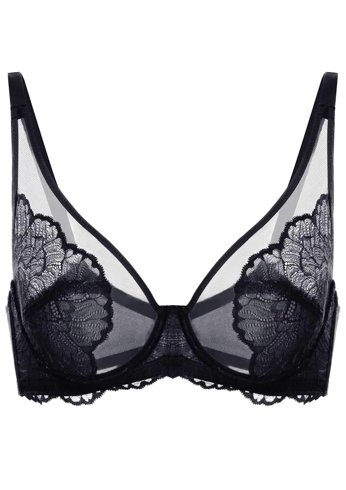 HSIA Blossom Black Unlined Lace Bra