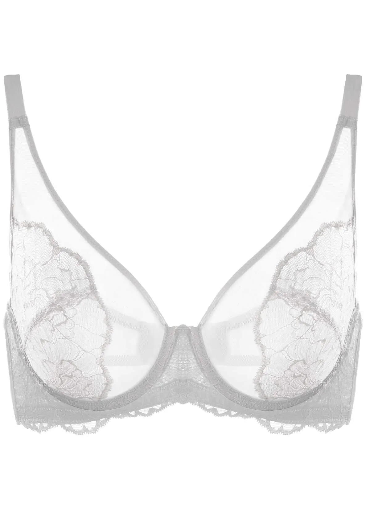 HSIA Blossom Unlined Light Gray Lace Bra Set