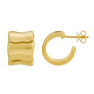 Light Weight Gold Wide Mini Open Hoop Earrings
