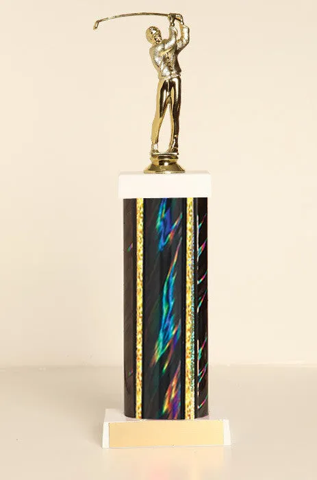 Male Golf Square Column Trophy